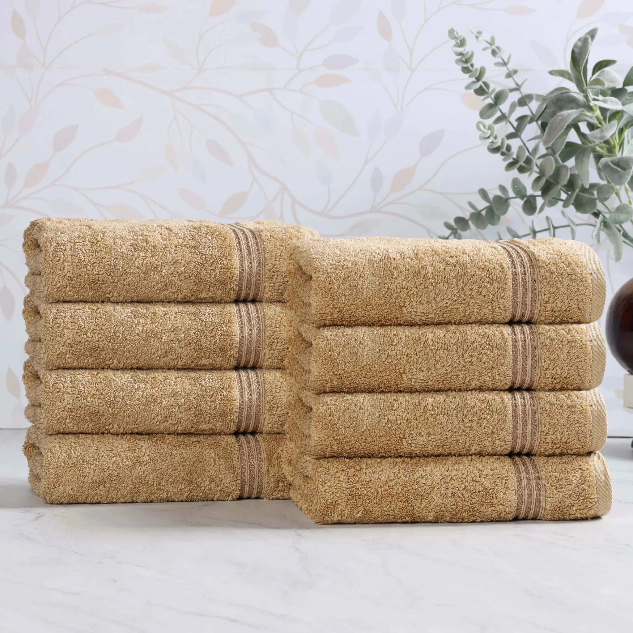 Heritage Egyptian Cotton Plush Thick Absorbent Hand Towel Set of 8 - Egyptian Cotton Hand Towel by Superior Brand