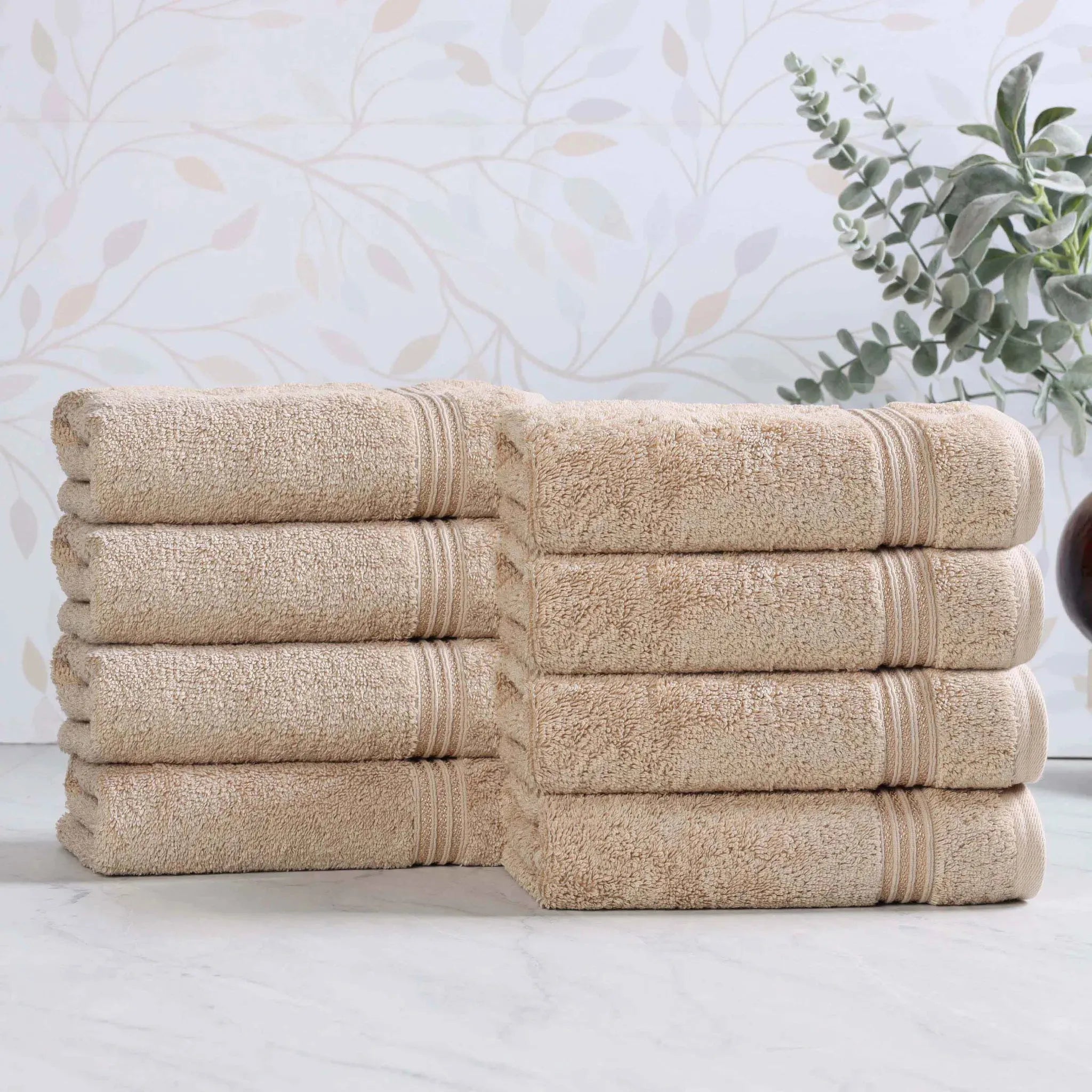 Heritage Egyptian Cotton Plush Thick Absorbent Hand Towel Set of 8 - Egyptian Cotton Hand Towel by Superior Brand