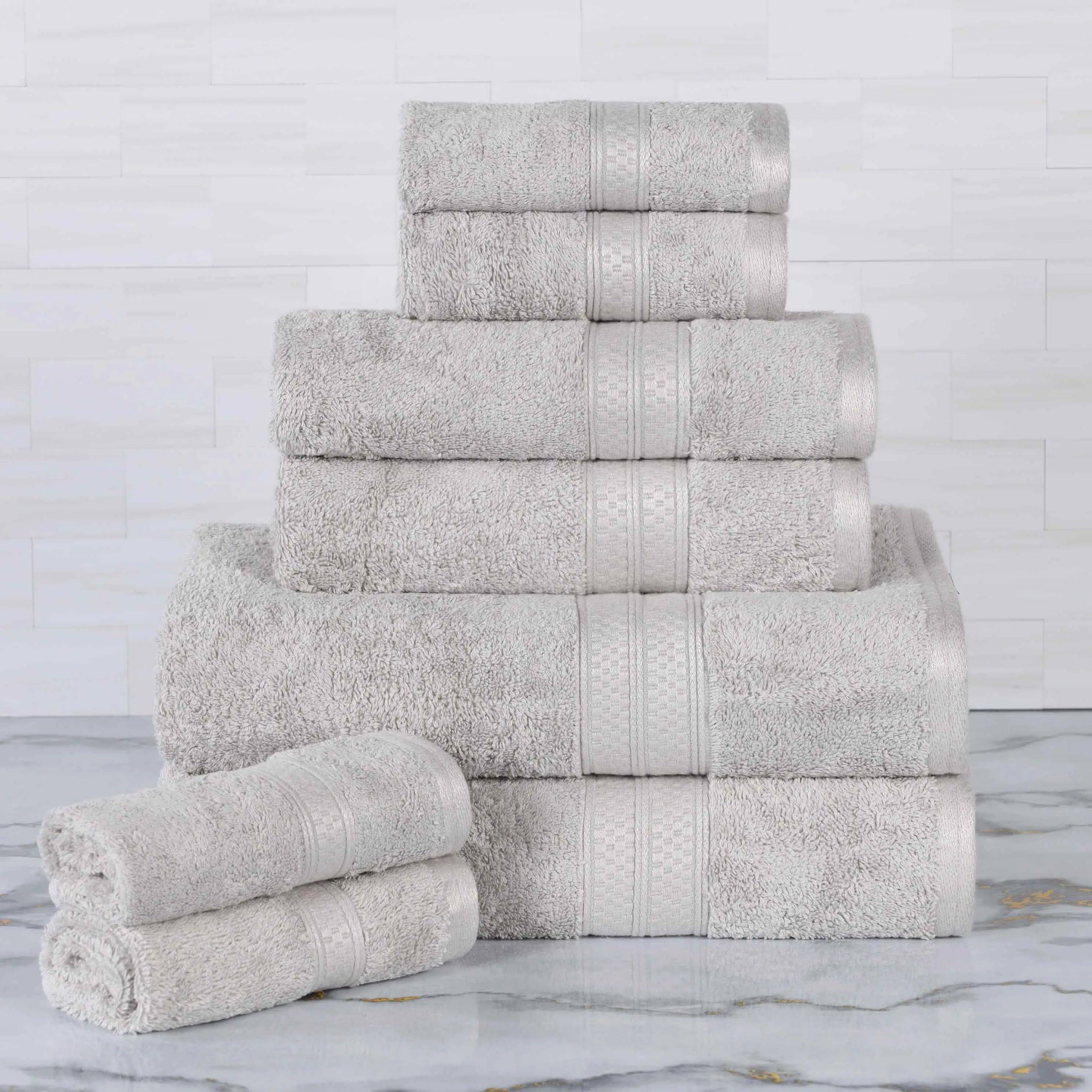Ultra-Soft Rayon from Bamboo Cotton Blend 8 Piece Towel Set - Towel Set by Superior Brand
