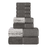 Lodi Cotton 8-Piece Bathroom Towel Set – Absorbent Mid-Weight Solids & Patterns