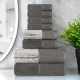 Lodi Cotton 8-Piece Bathroom Towel Set – Absorbent Mid-Weight Solids & Patterns