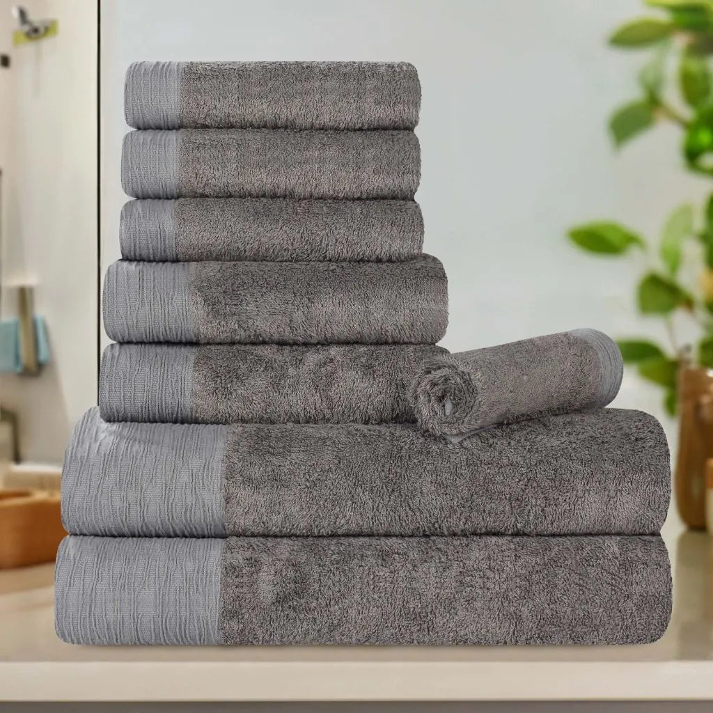 Rayon from Bamboo Eco-Friendly Fluffy Soft Solid 8 Piece Towel Set - Towel Set by Superior Brand