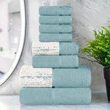 Lodi Cotton 8-Piece Bathroom Towel Set – Absorbent Mid-Weight Solids & Patterns