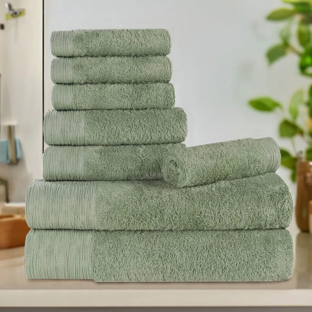 Rayon from Bamboo Eco-Friendly Fluffy Soft Solid 8 Piece Towel Set - Towel Set by Superior Brand