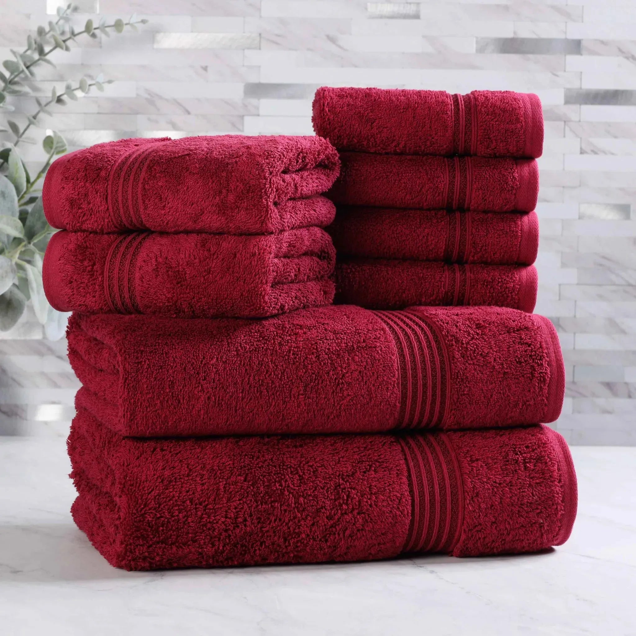 Egyptian Cotton Heritage Plush Towel Set 8 Piece - Egyptian Cotton Towel Set by Superior Brand