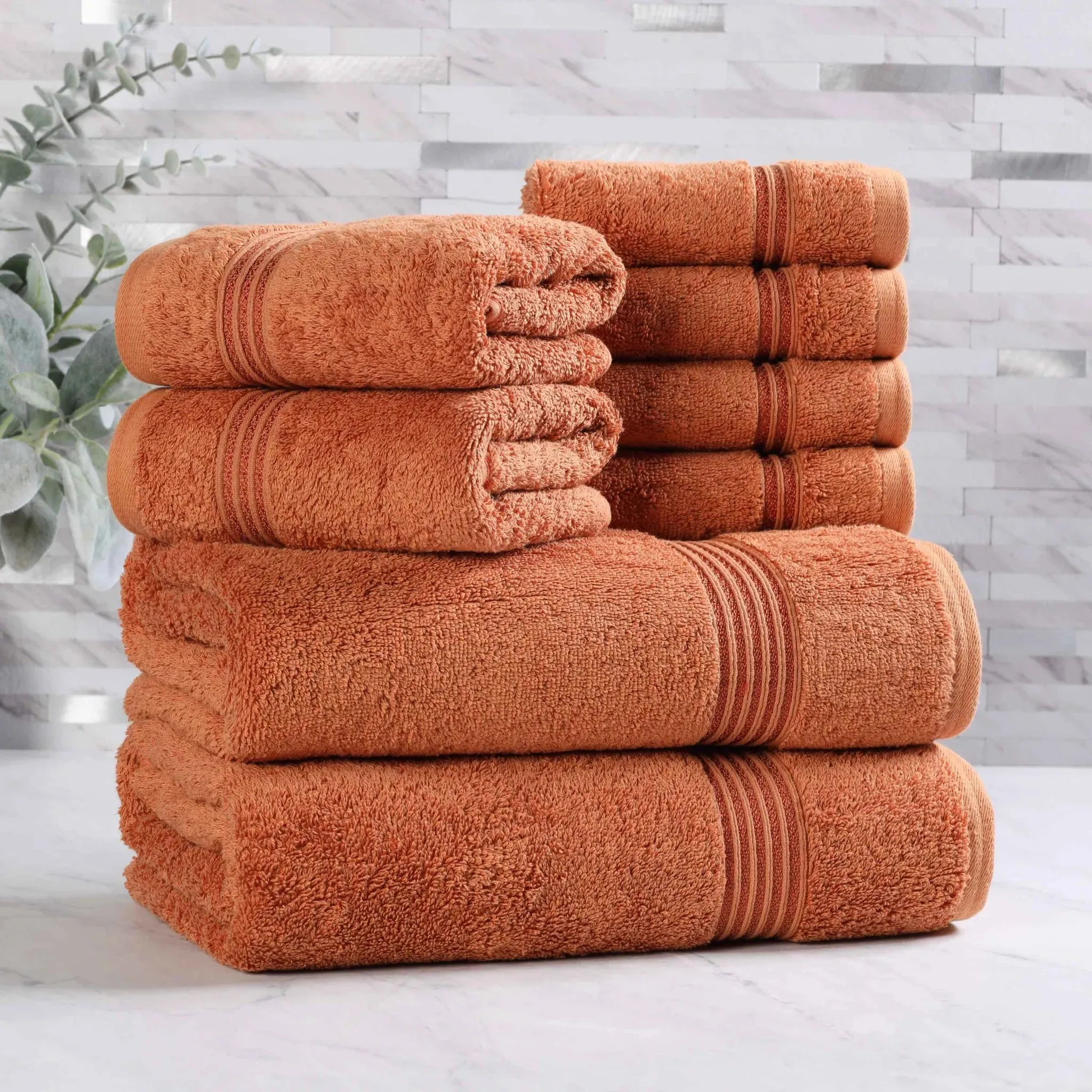 Egyptian Cotton Heritage Plush Towel Set 8 Piece - Egyptian Cotton Towel Set by Superior Brand