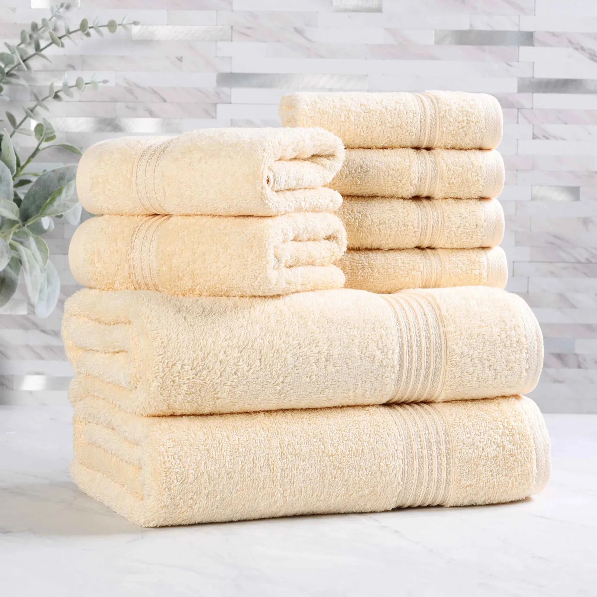Egyptian Cotton Heritage Plush Towel Set 8 Piece - Egyptian Cotton Towel Set by Superior Brand