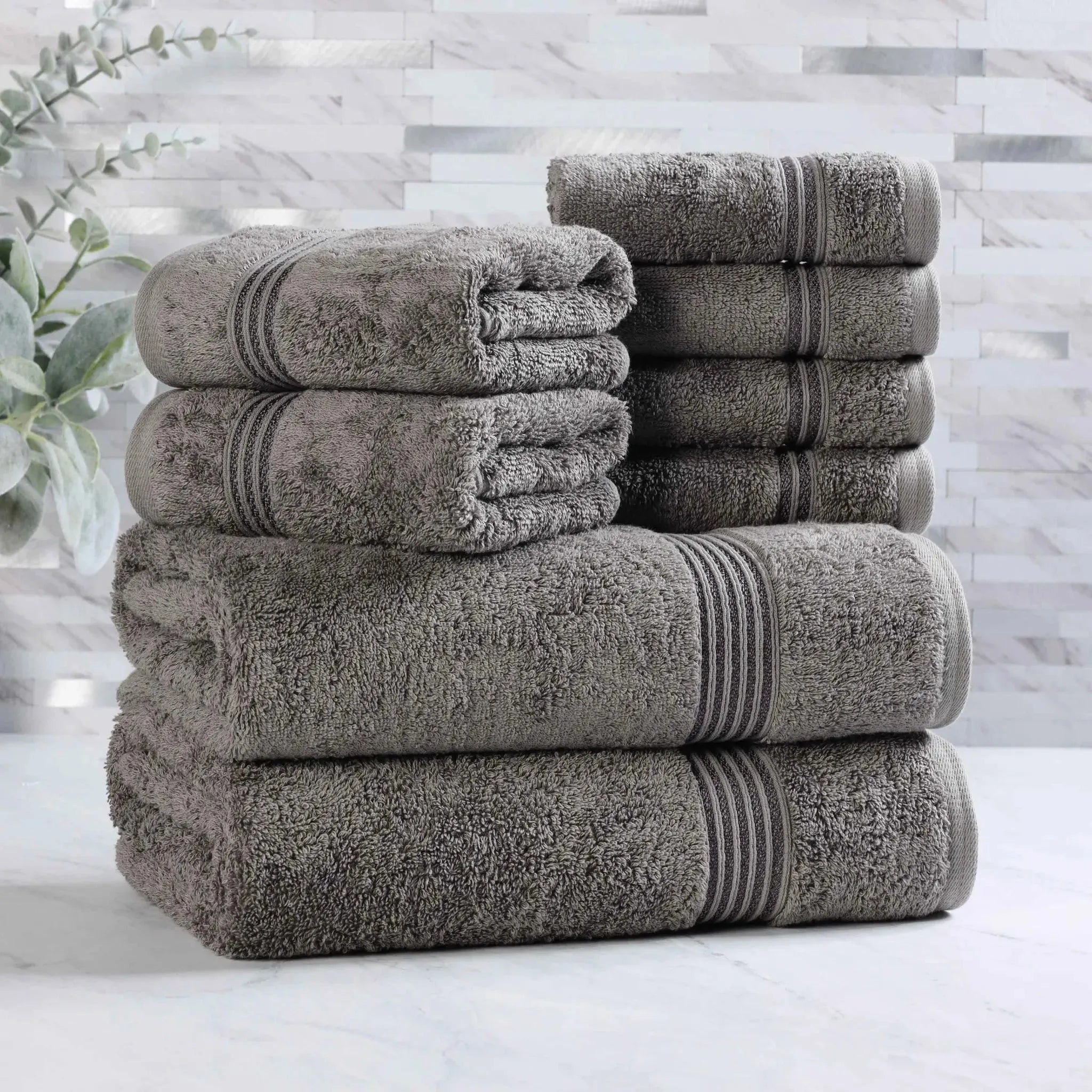 Egyptian Cotton Heritage Plush Towel Set 8 Piece - Egyptian Cotton Towel Set by Superior Brand