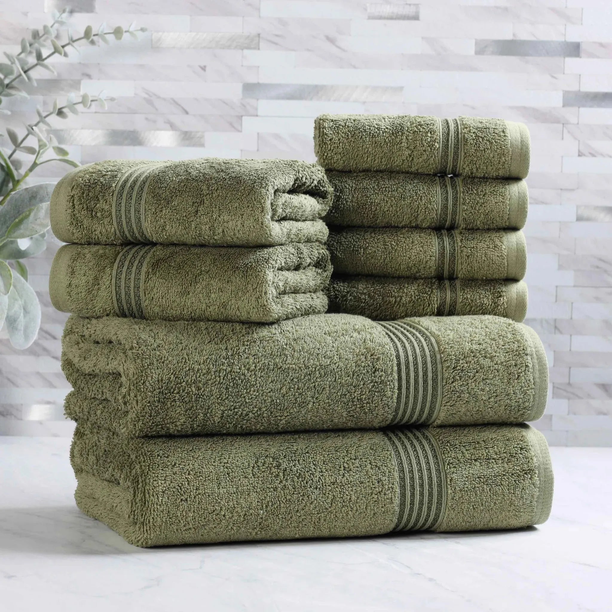 Egyptian Cotton Heritage Plush Towel Set 8 Piece - Egyptian Cotton Towel Set by Superior Brand