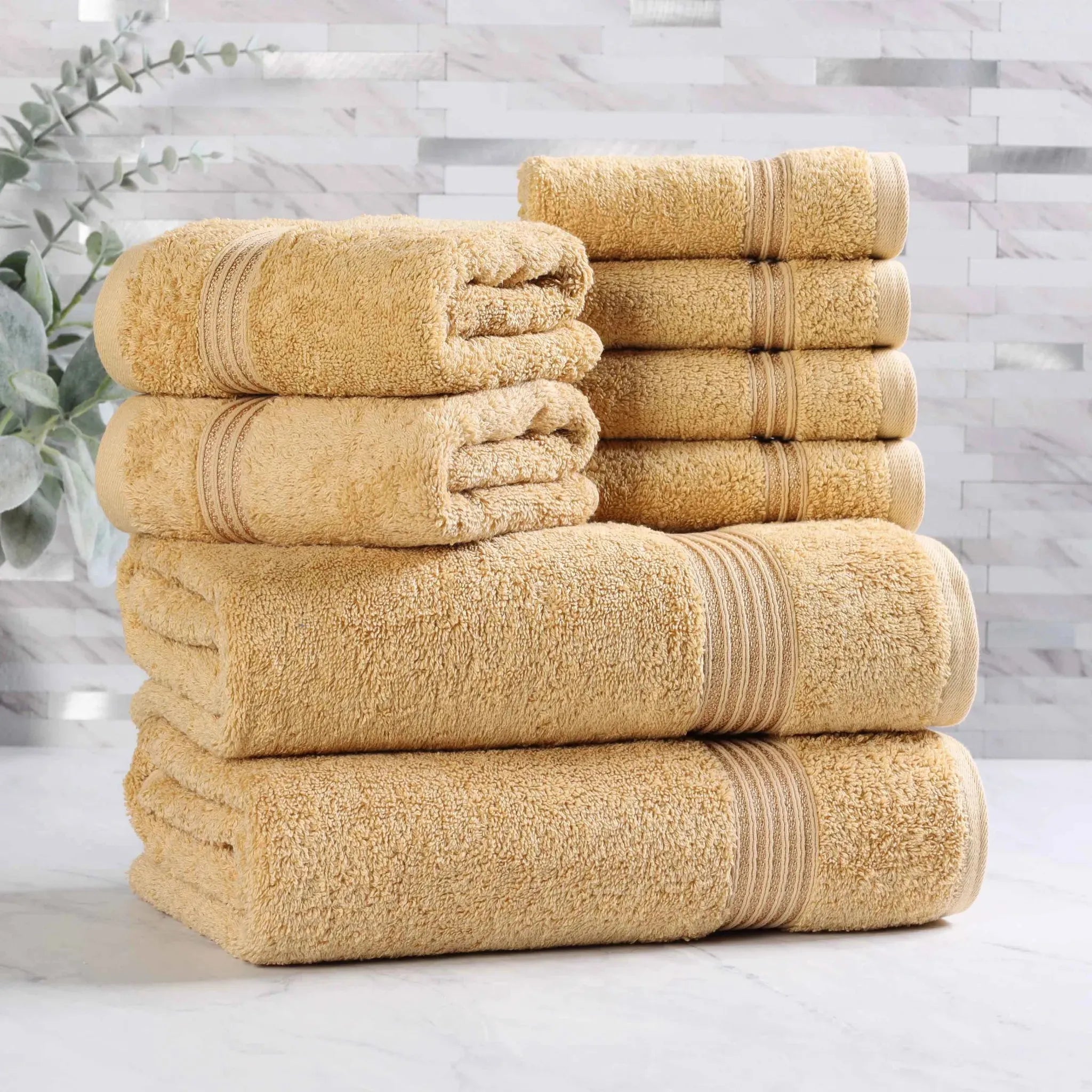 Egyptian Cotton Heritage Plush Towel Set 8 Piece - Egyptian Cotton Towel Set by Superior Brand
