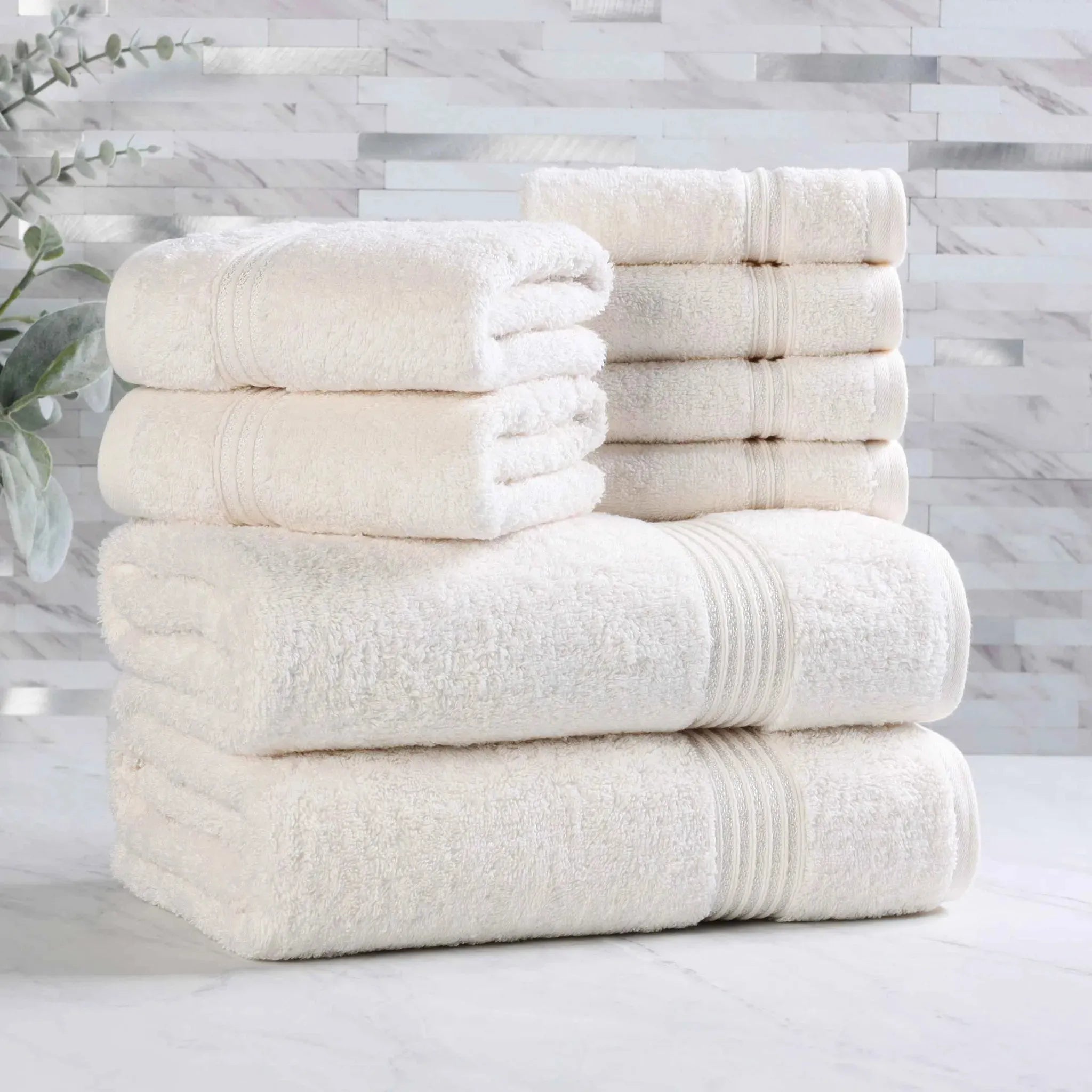 Egyptian Cotton Heritage Plush Towel Set 8 Piece - Egyptian Cotton Towel Set by Superior Brand