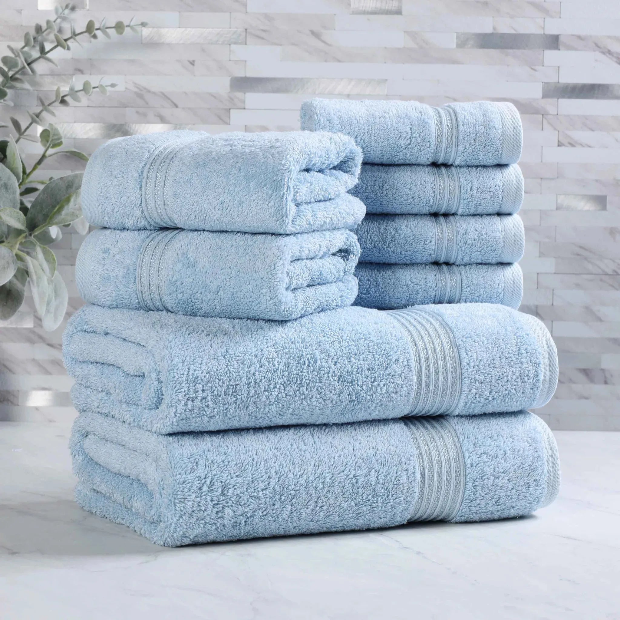 Egyptian Cotton Heritage Plush Towel Set 8 Piece - Egyptian Cotton Towel Set by Superior Brand