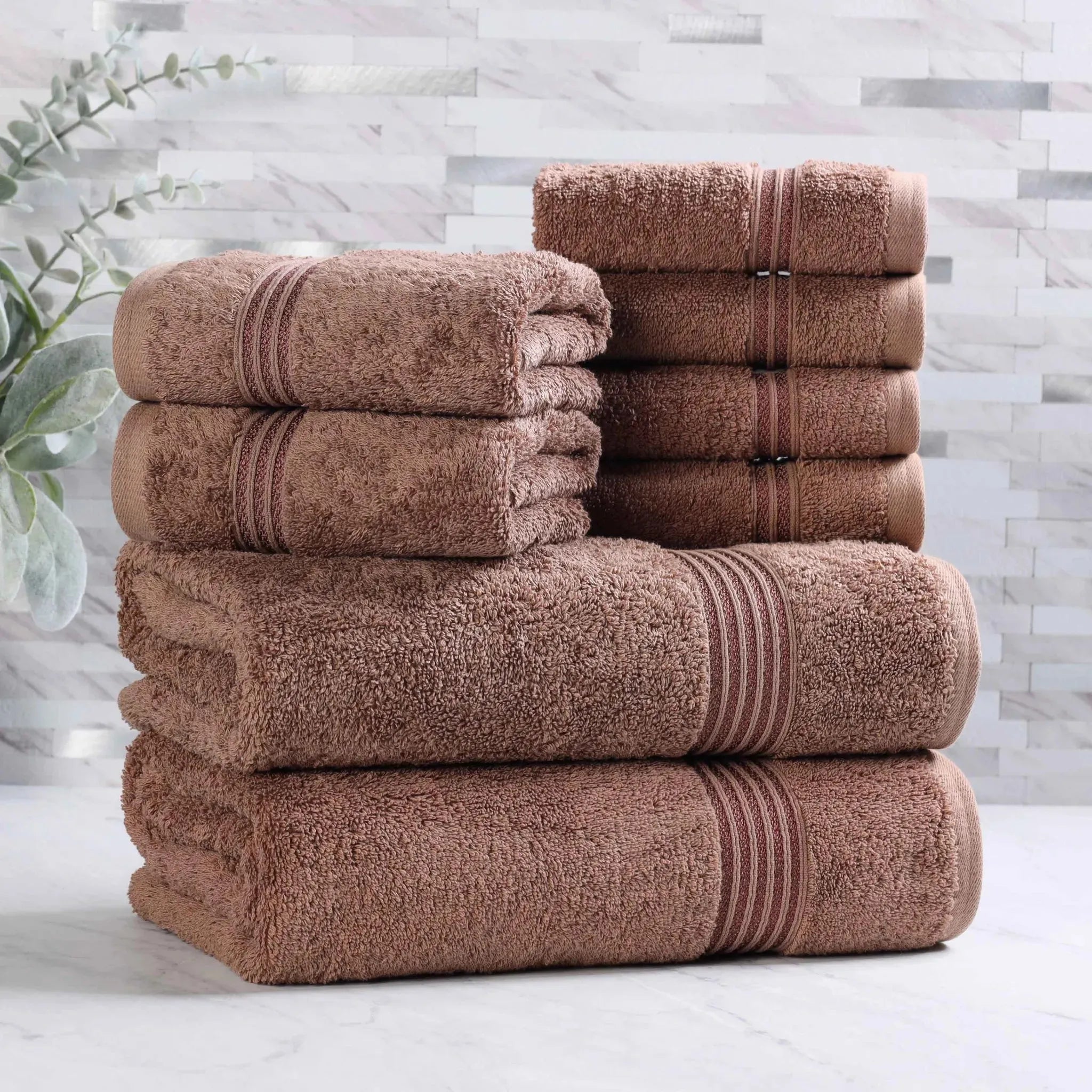 Egyptian Cotton Heritage Plush Towel Set 8 Piece - Egyptian Cotton Towel Set by Superior Brand
