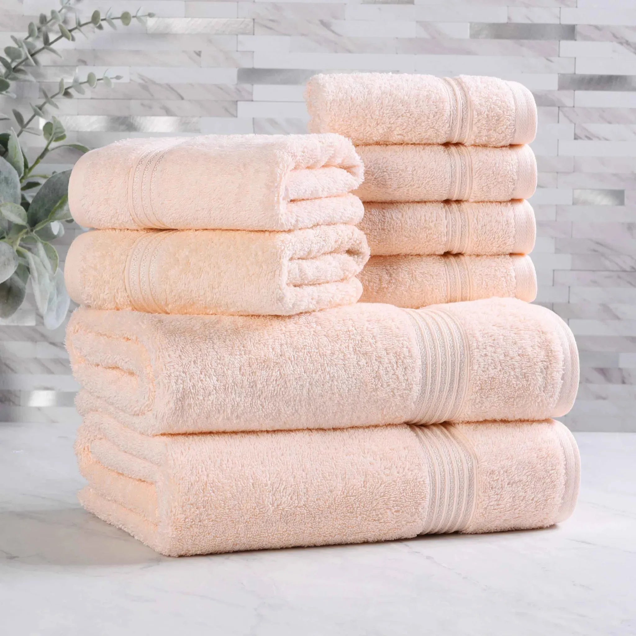 Egyptian Cotton Heritage Plush Towel Set 8 Piece - Egyptian Cotton Towel Set by Superior Brand