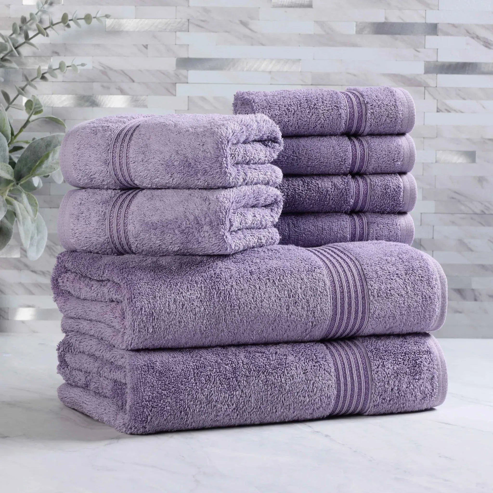 Egyptian Cotton Heritage Plush Towel Set 8 Piece - Egyptian Cotton Towel Set by Superior Brand