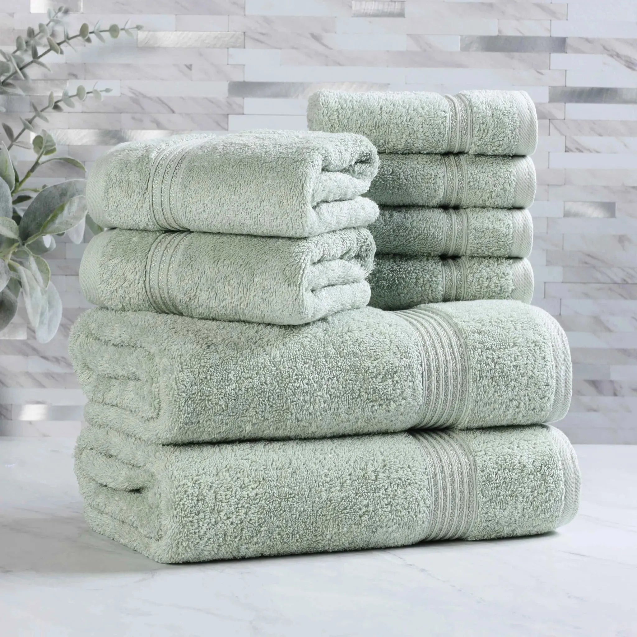 Egyptian Cotton Heritage Plush Towel Set 8 Piece - Egyptian Cotton Towel Set by Superior Brand