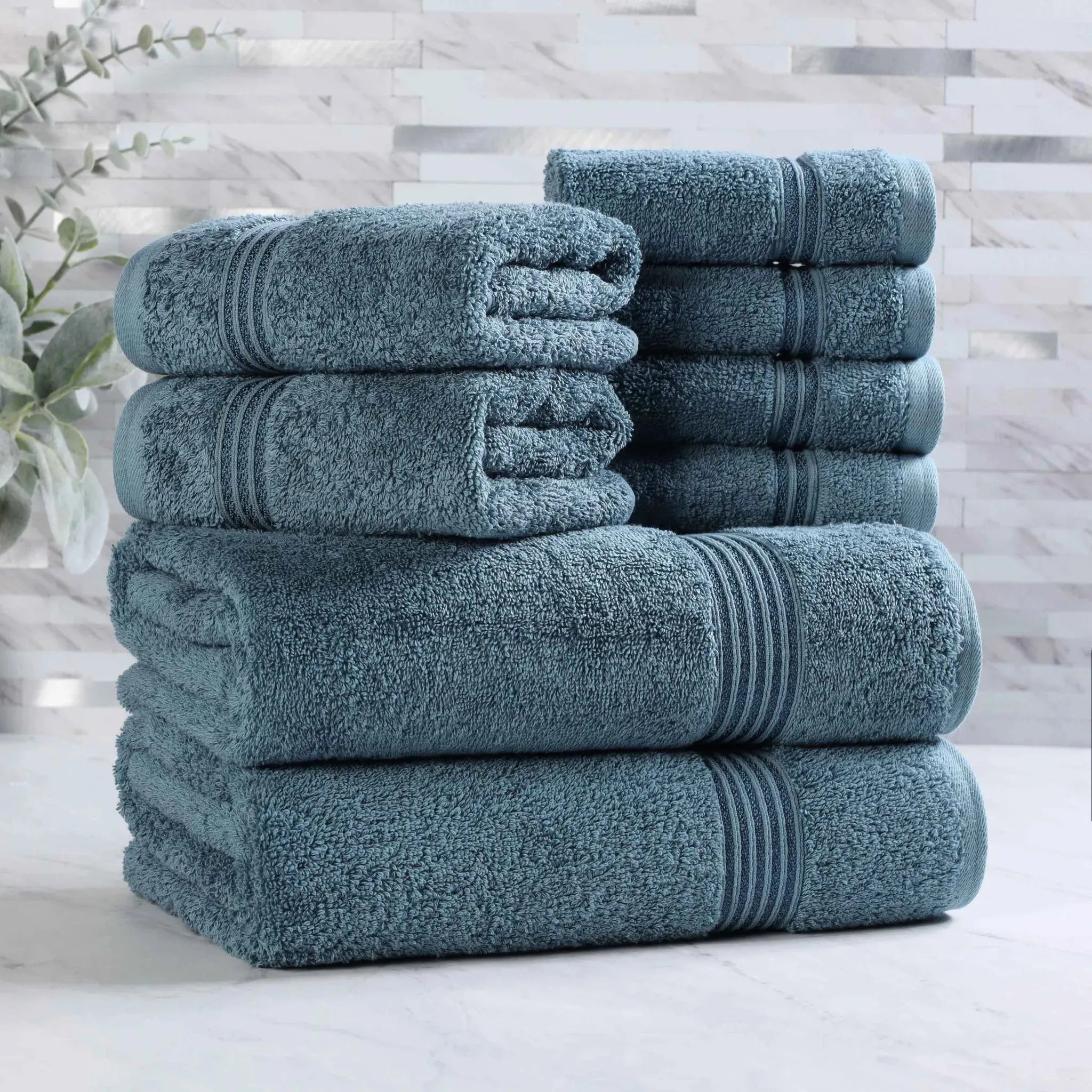 Egyptian Cotton Heritage Plush Towel Set 8 Piece - Egyptian Cotton Towel Set by Superior Brand