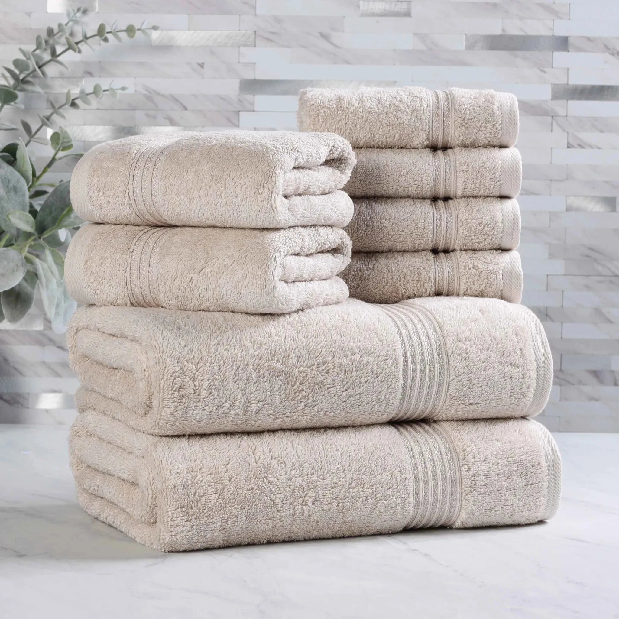 Egyptian Cotton Heritage Plush Towel Set 8 Piece - Egyptian Cotton Towel Set by Superior Brand