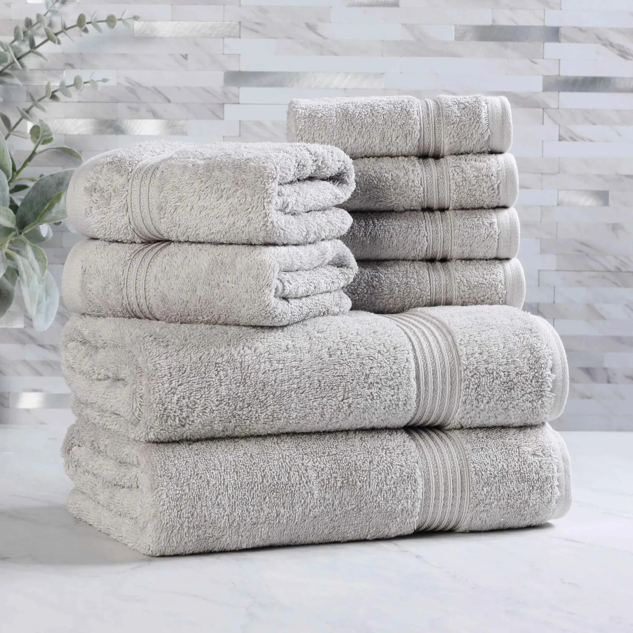 Egyptian Cotton Heritage Plush Towel Set 8 Piece - Egyptian Cotton Towel Set by Superior Brand