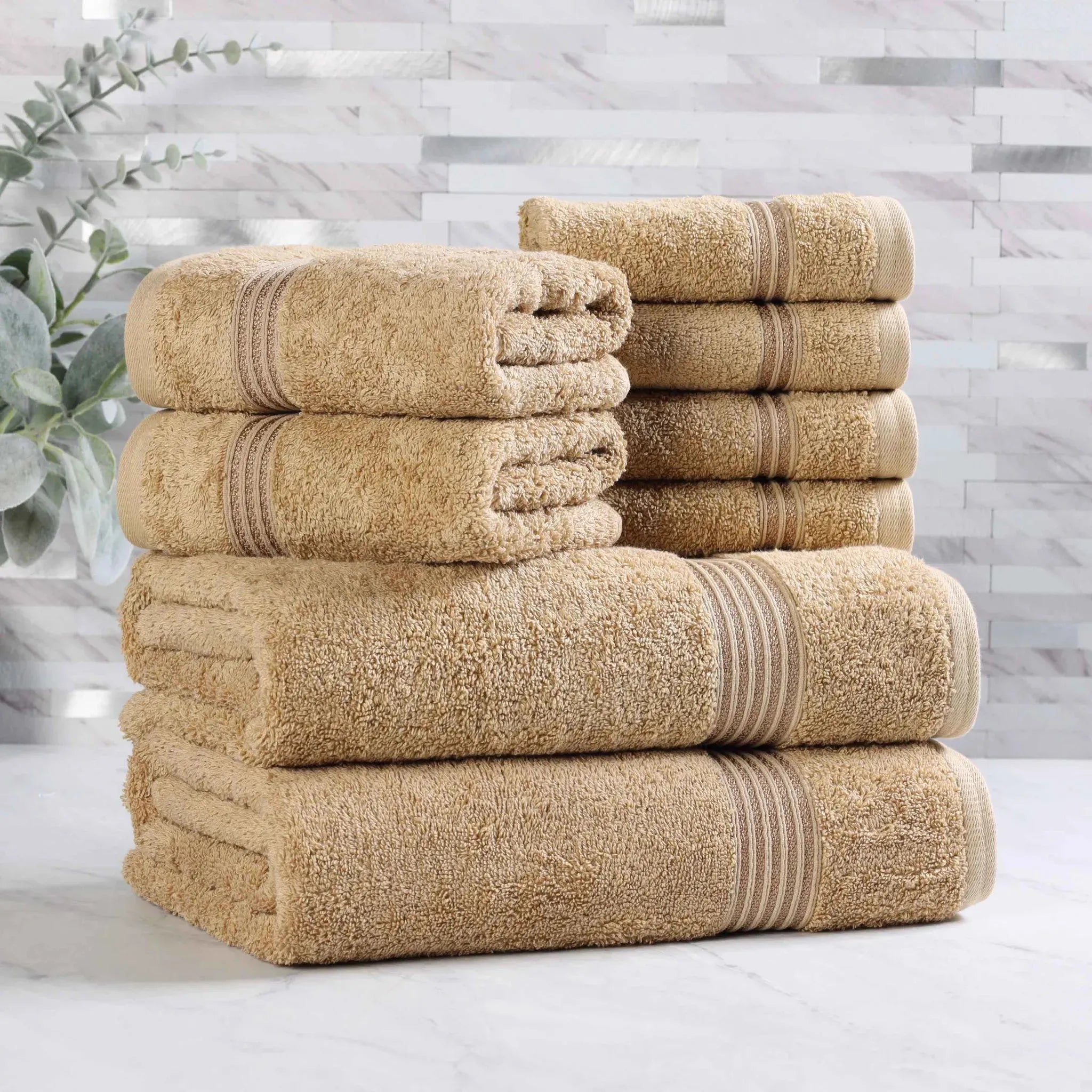 Egyptian Cotton Heritage Plush Towel Set 8 Piece - Egyptian Cotton Towel Set by Superior Brand