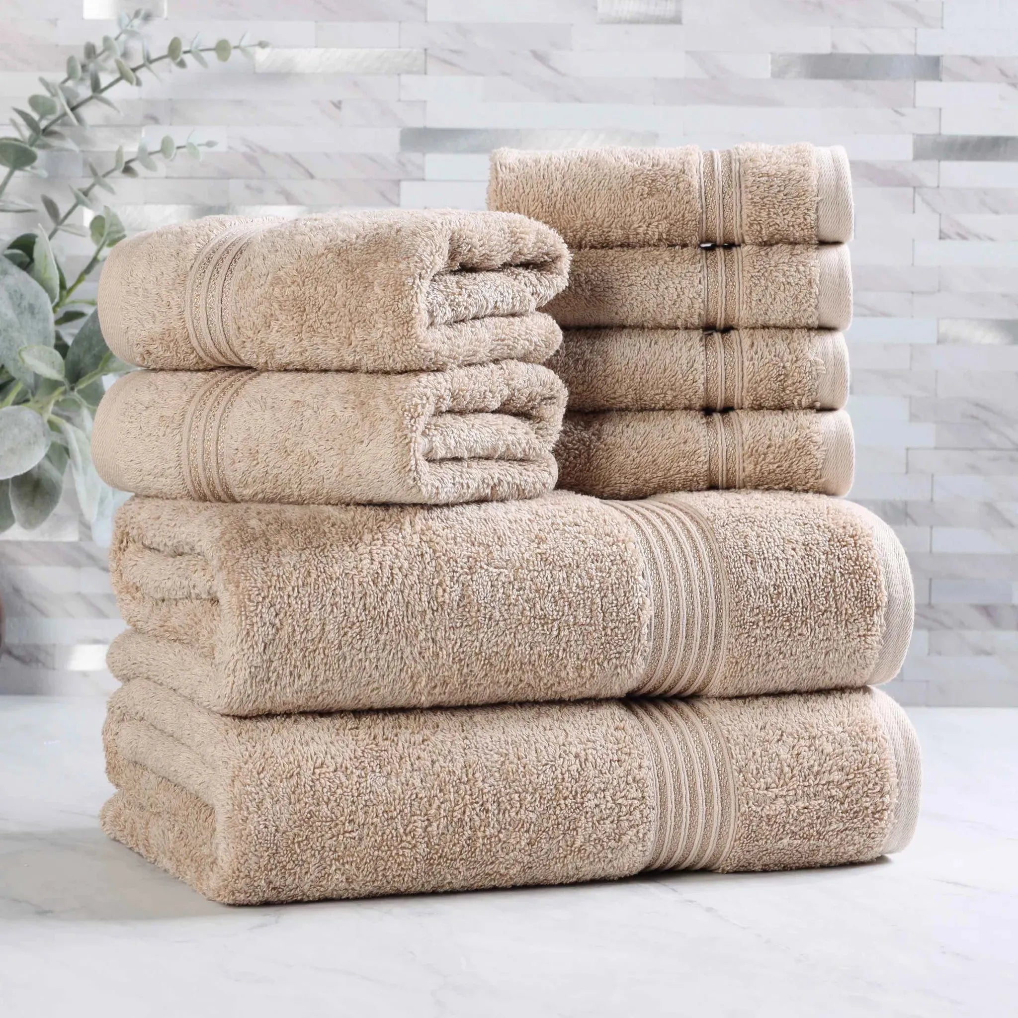 Egyptian Cotton Heritage Plush Towel Set 8 Piece - Egyptian Cotton Towel Set by Superior Brand