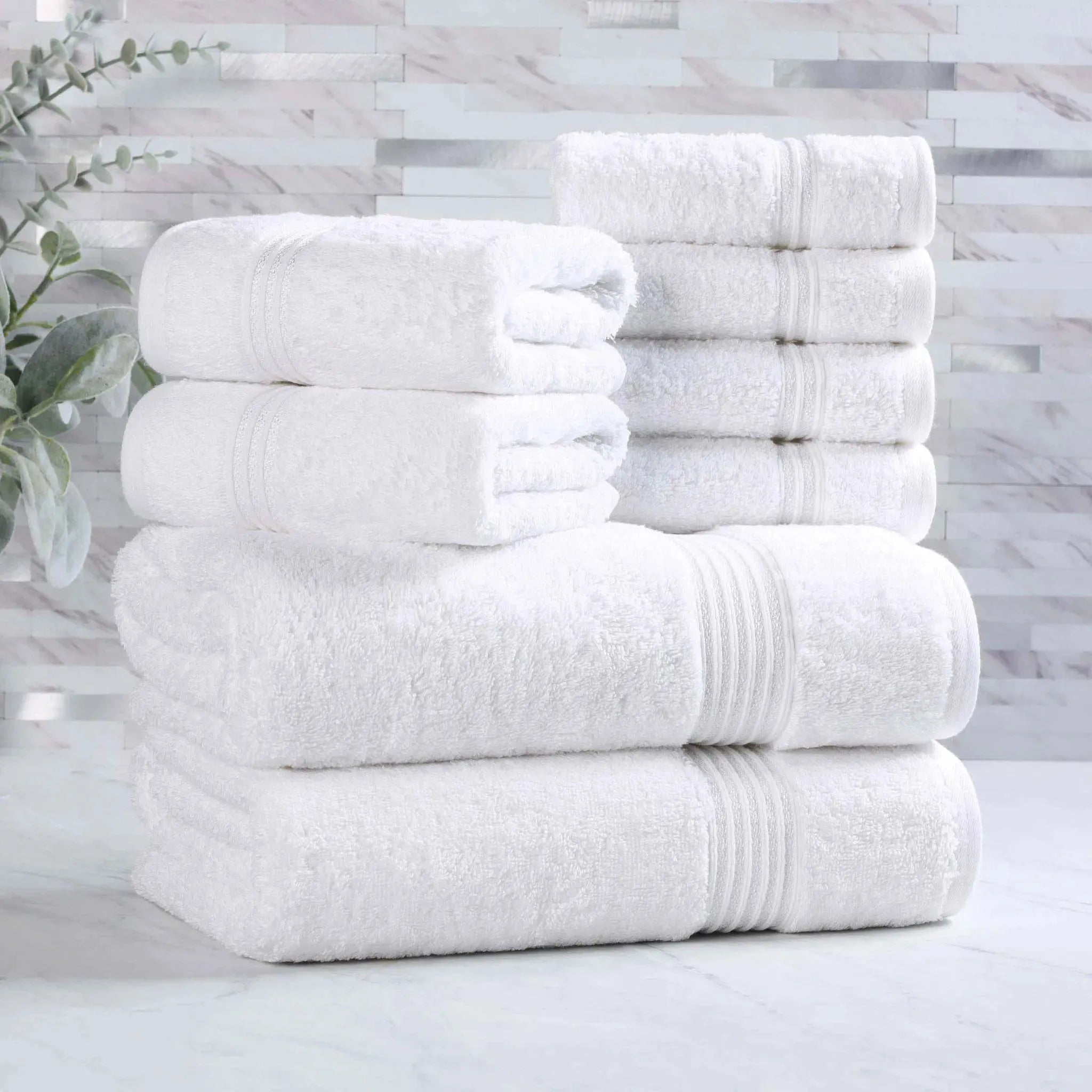 Egyptian Cotton Heritage Plush Towel Set 8 Piece - Egyptian Cotton Towel Set by Superior Brand