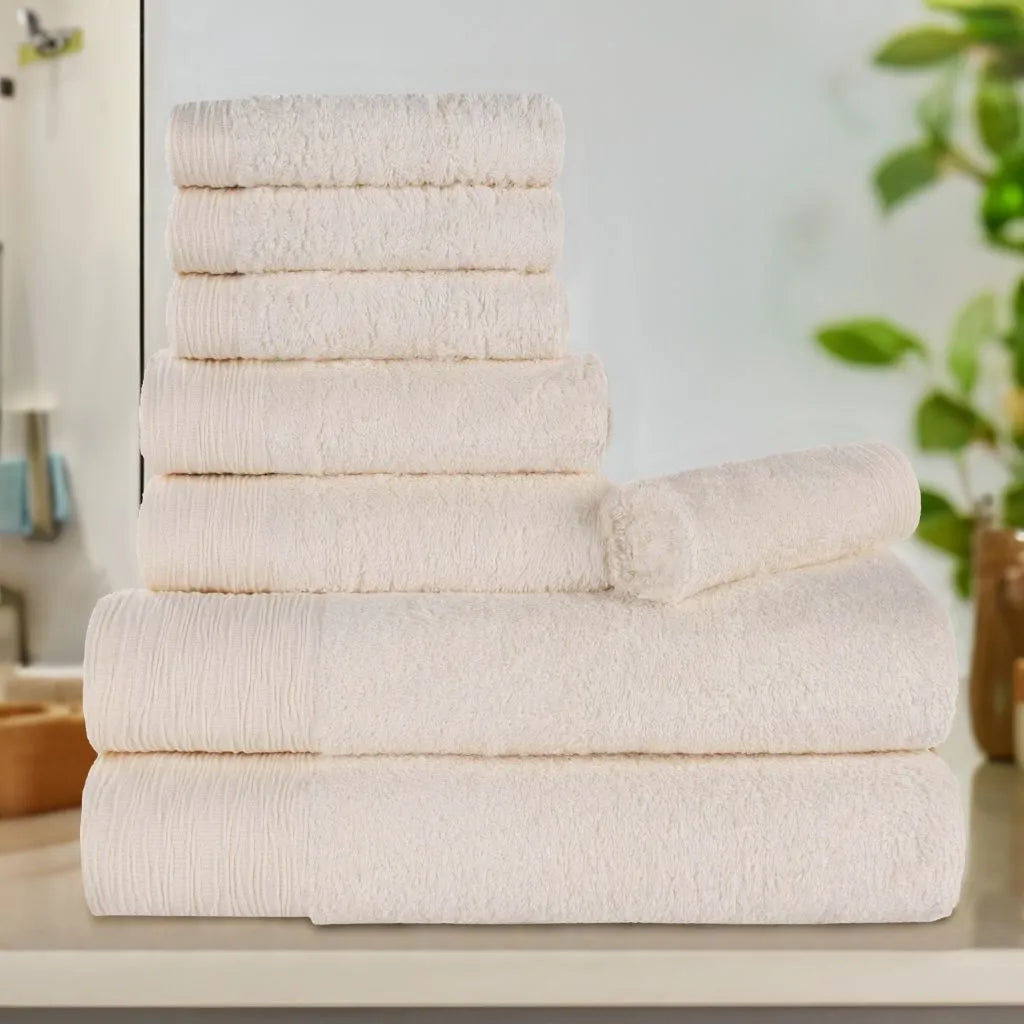 Rayon from Bamboo Eco-Friendly Fluffy Soft Solid 8 Piece Towel Set - Towel Set by Superior Brand