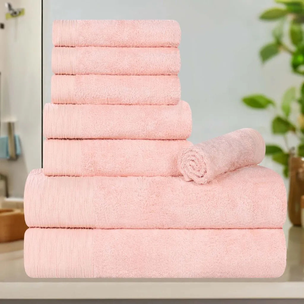 Rayon from Bamboo Eco-Friendly Fluffy Soft Solid 8 Piece Towel Set - Towel Set by Superior Brand