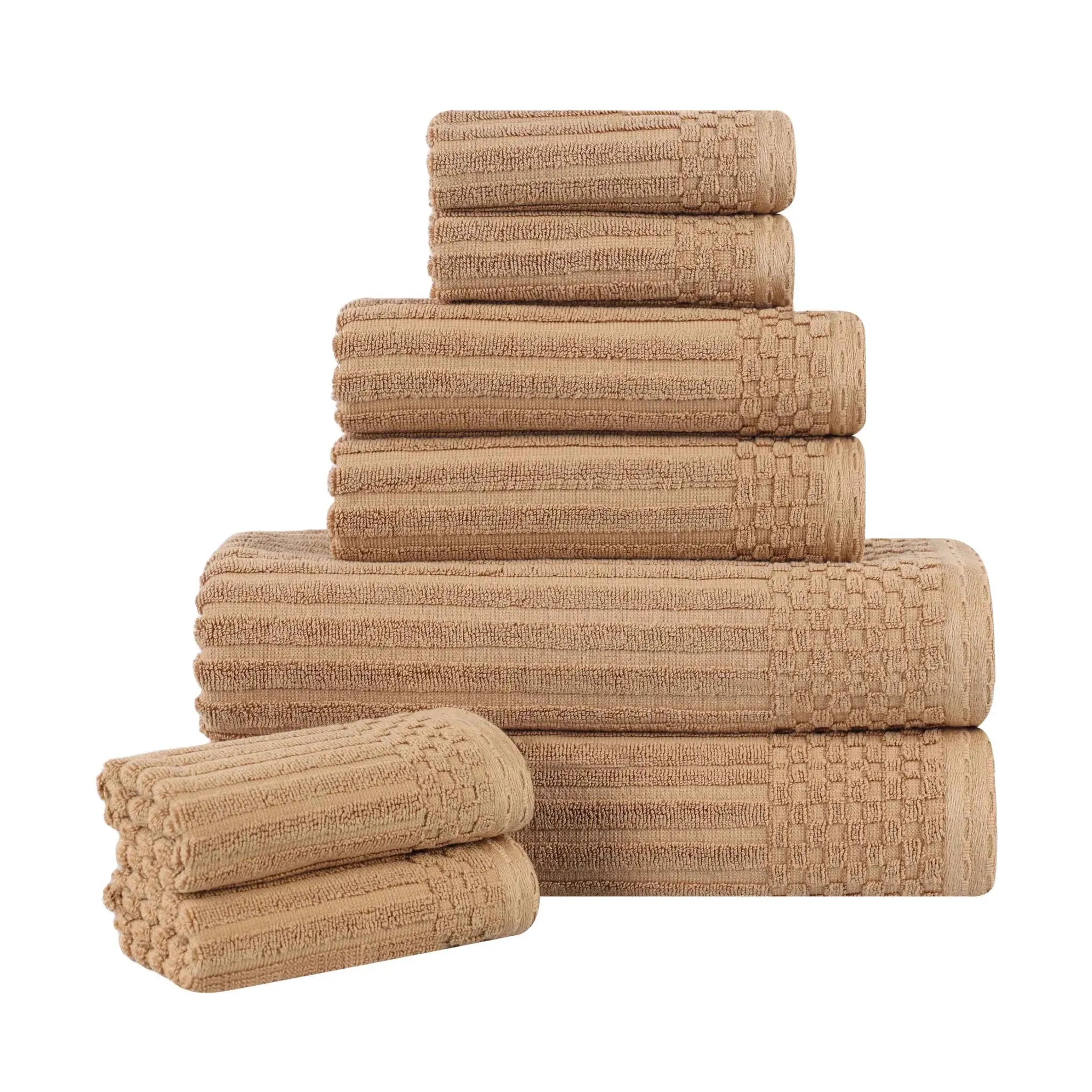 Soho Ribbed Cotton Absorbent Medium Weight 8 Piece Towel Set - Towel Set by Superior Brand