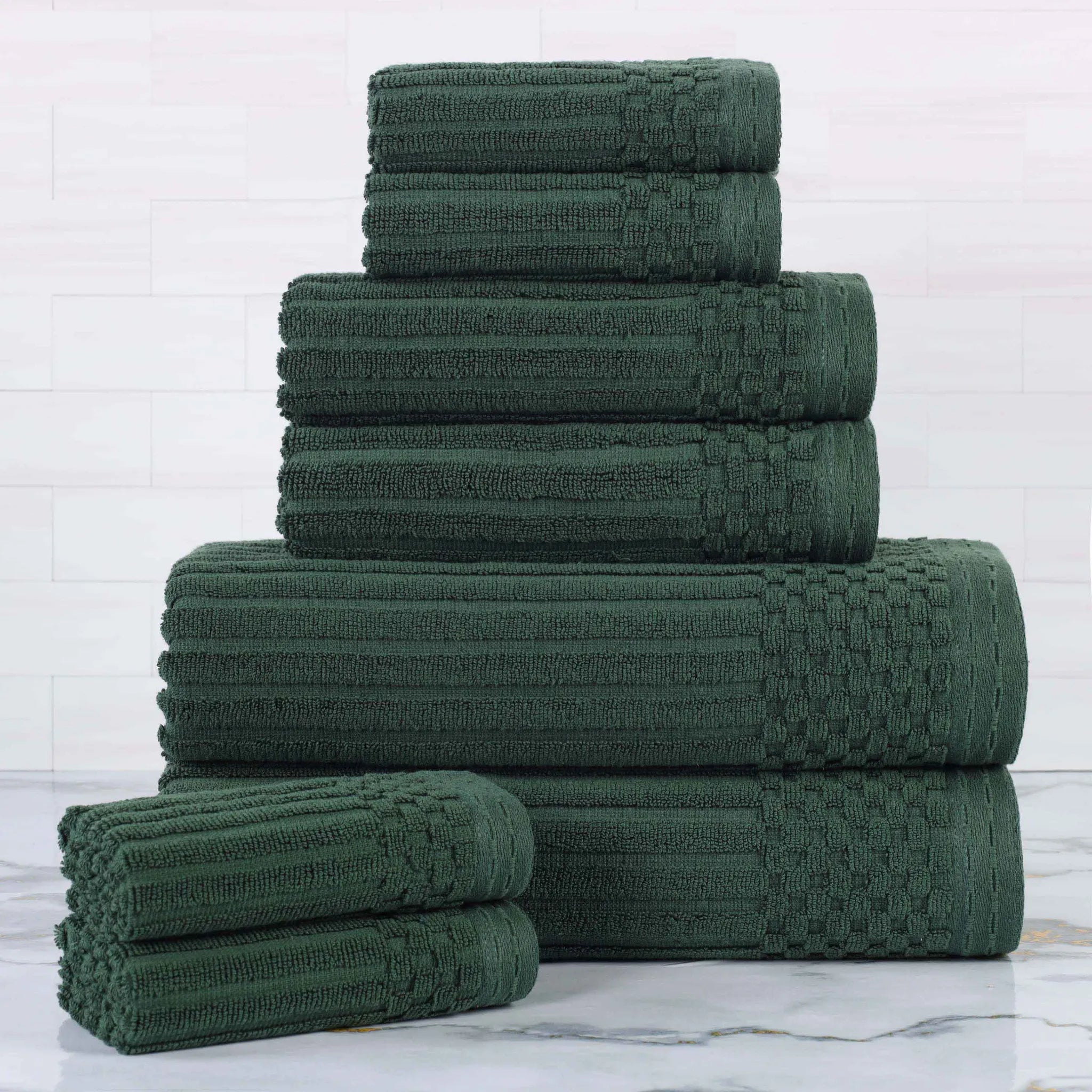 Soho Ribbed Cotton Absorbent Medium Weight 8 Piece Towel Set - Towel Set by Superior Brand