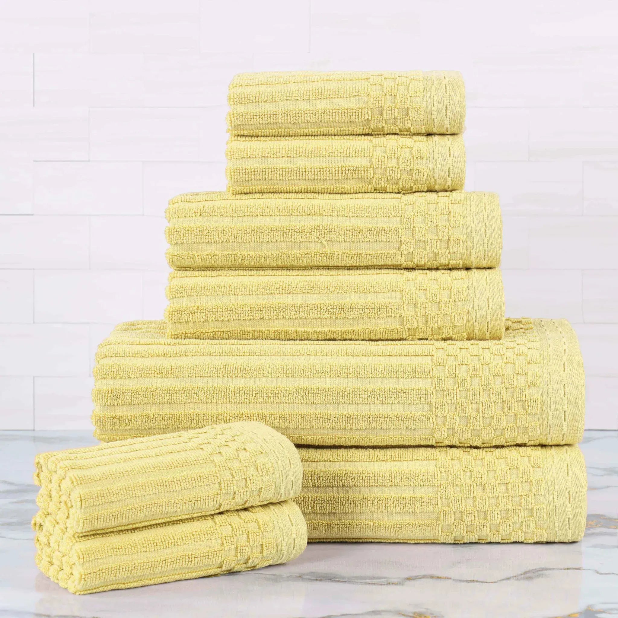 Soho Ribbed Cotton Absorbent Medium Weight 8 Piece Towel Set - Towel Set by Superior Brand