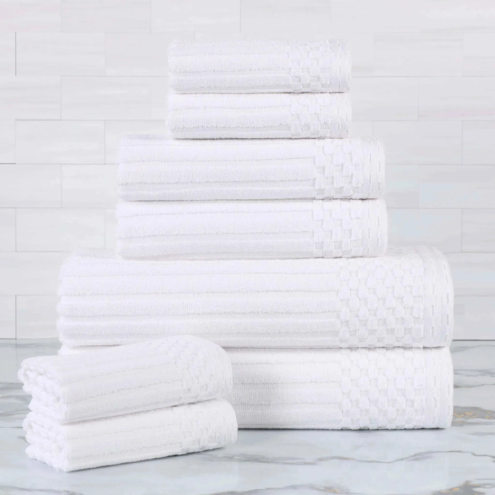 Soho Ribbed Cotton Absorbent Medium Weight 8 Piece Towel Set - Towel Set by Superior Brand