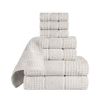 Napa Zero Twist Cotton Solid Waffle Honeycomb 8 Piece Towel Set - Towel Set by Superior Brand