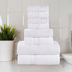 Chevron Zero Twist Cotton Solid and Jacquard 8 Piece Towel Set