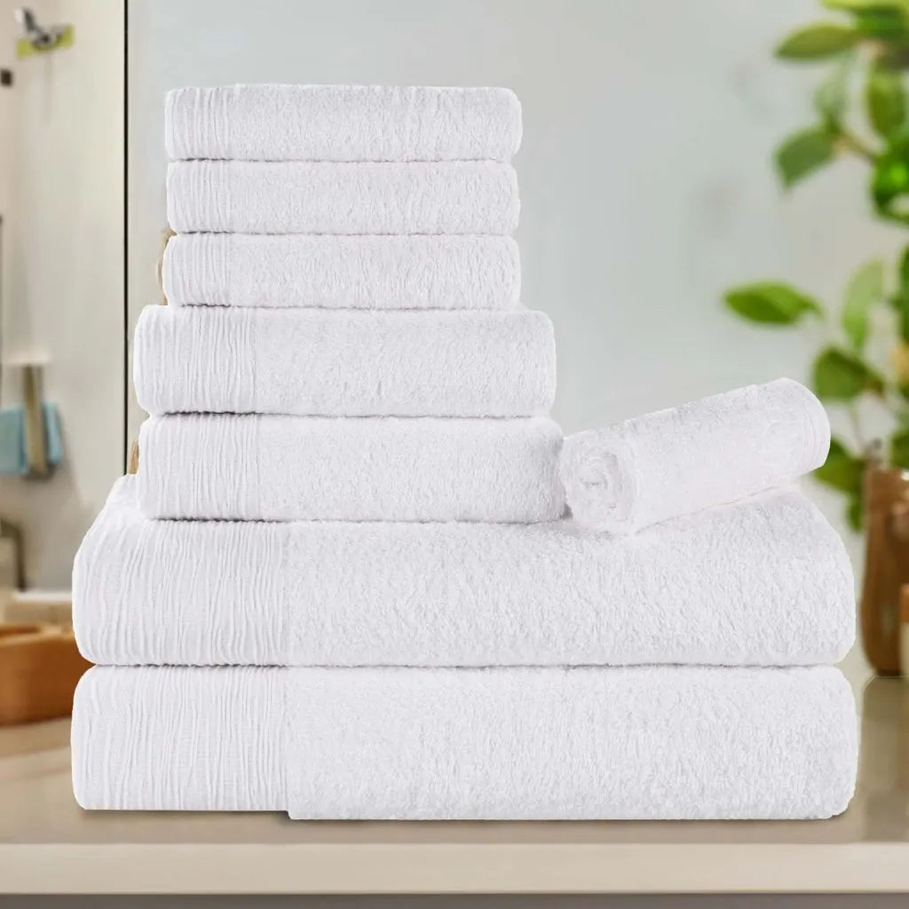 Rayon from Bamboo Eco-Friendly Fluffy Soft Solid 8 Piece Towel Set - Towel Set by Superior Brand