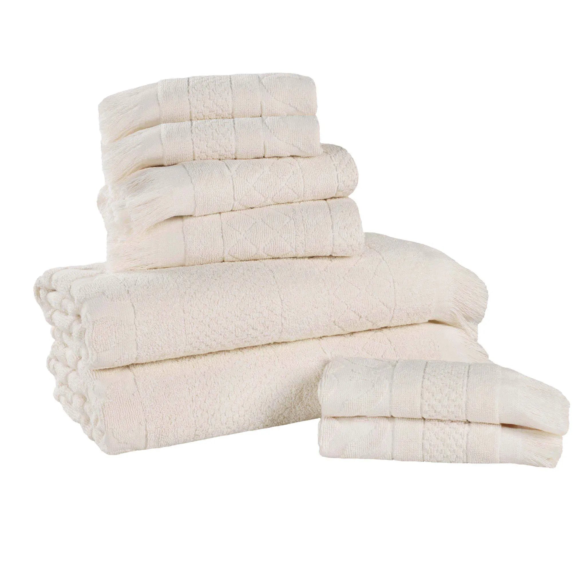 Rolla Cotton Geometric Jacquard Plush Soft Absorbent 8 Piece Towel Set - Towel Set by Superior Brand