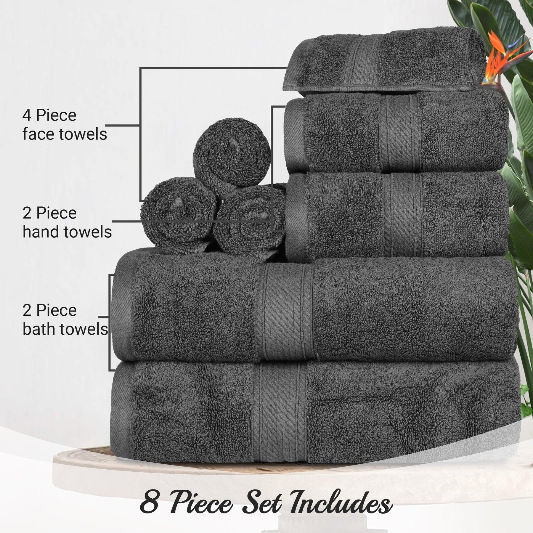 Egyptian Cotton Heavyweight 8 Piece Towel Set