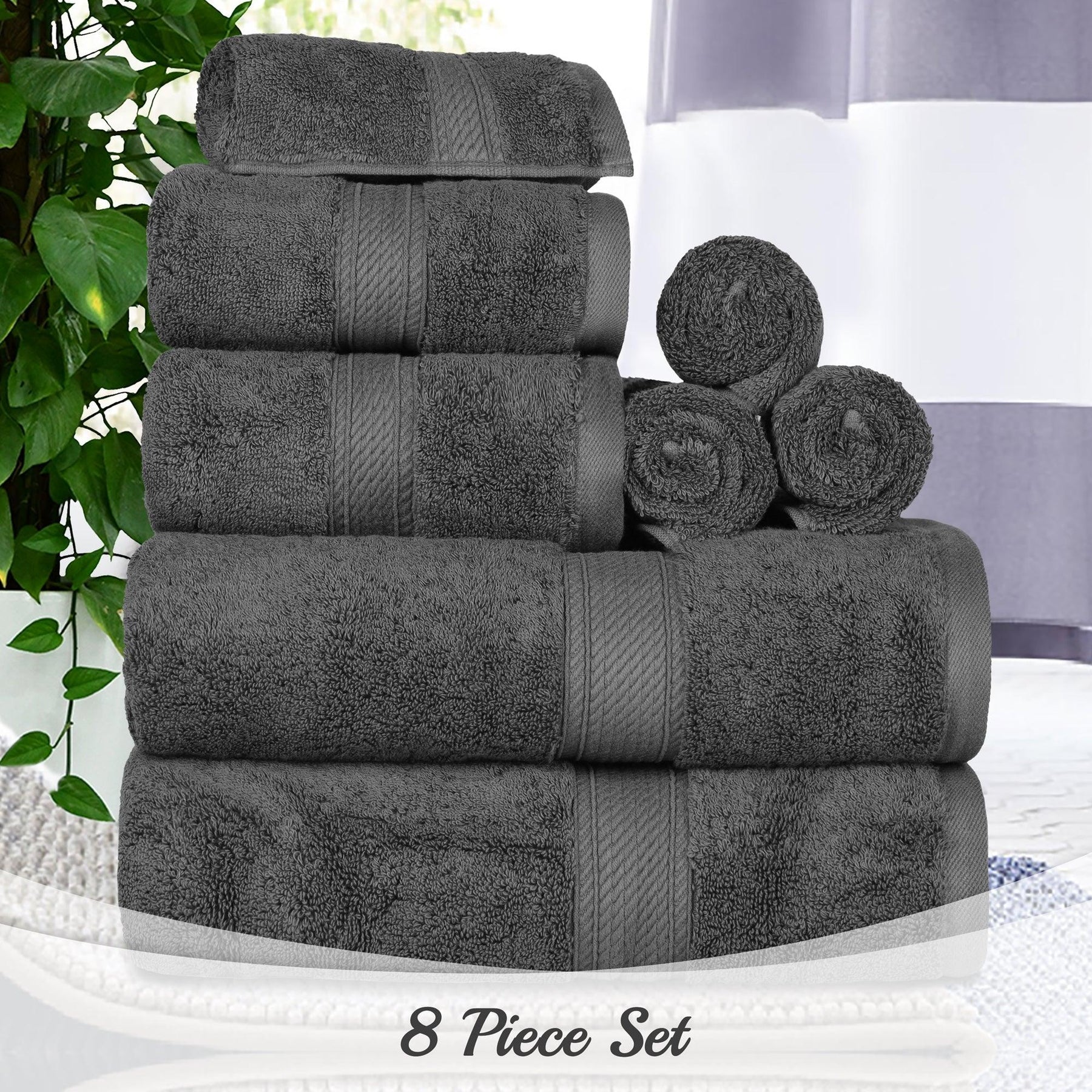 Egyptian Cotton Heavyweight 8 Piece Towel Set