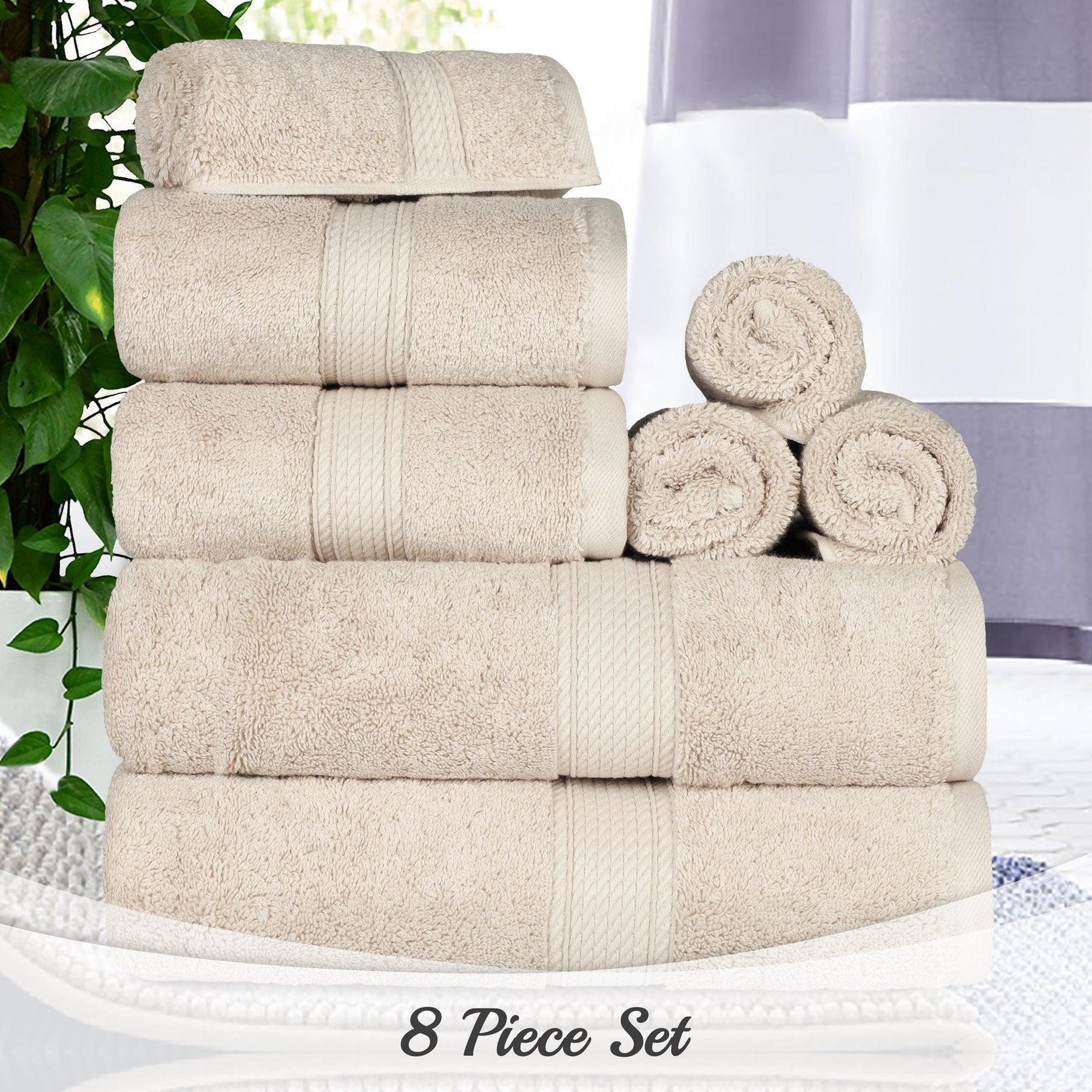 Egyptian Cotton Heavyweight 8 Piece Towel Set