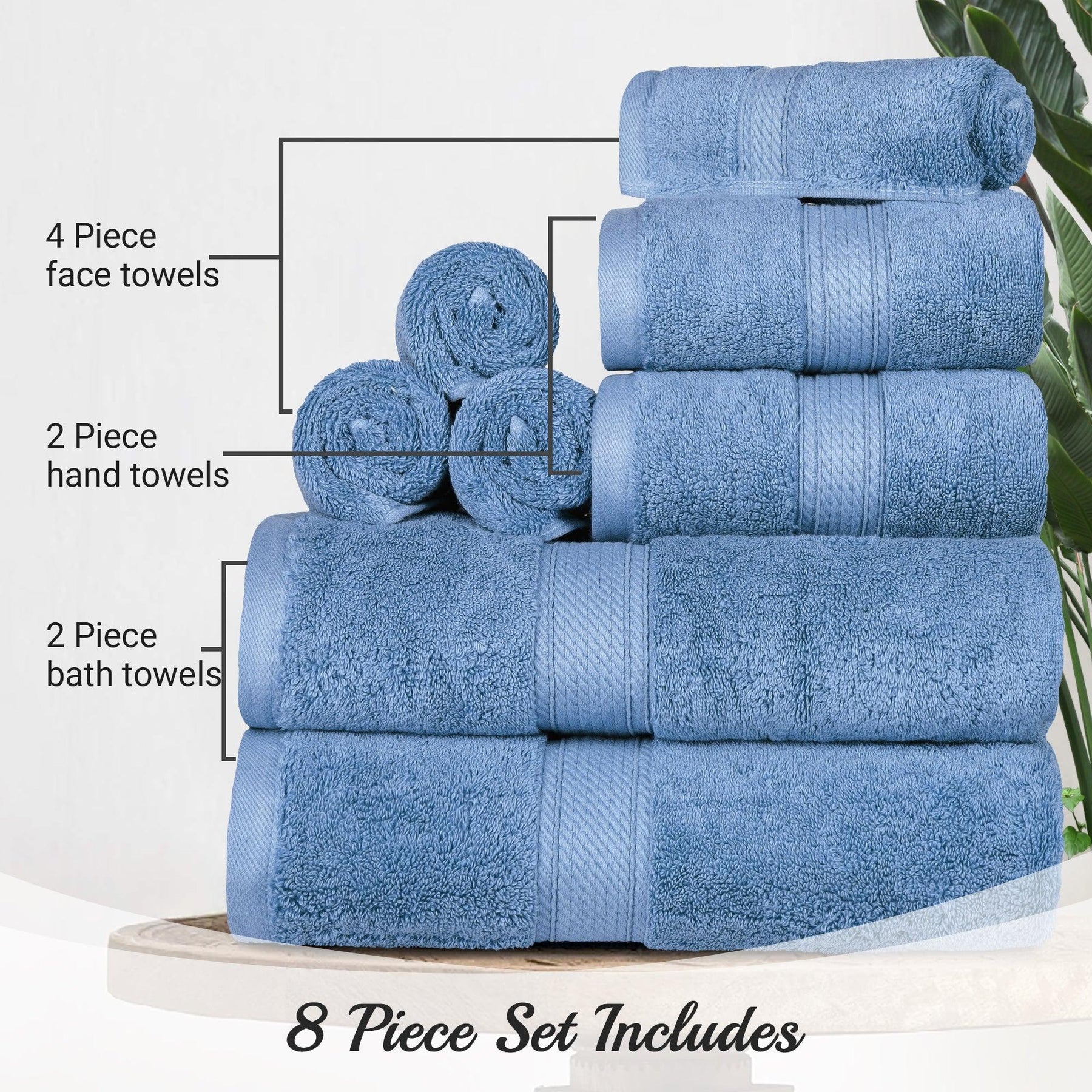 Egyptian Cotton Heavyweight 8 Piece Towel Set