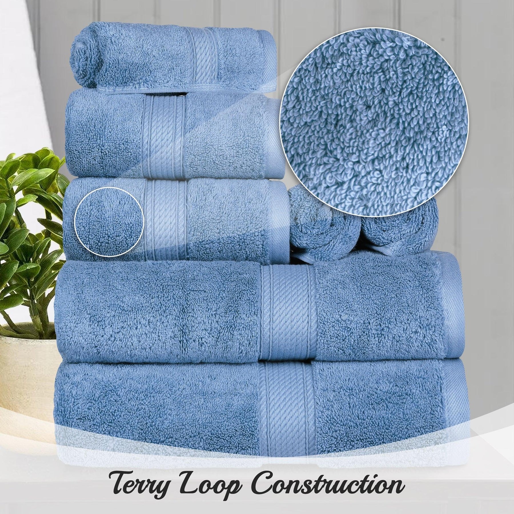 Egyptian Cotton Heavyweight 8 Piece Towel Set