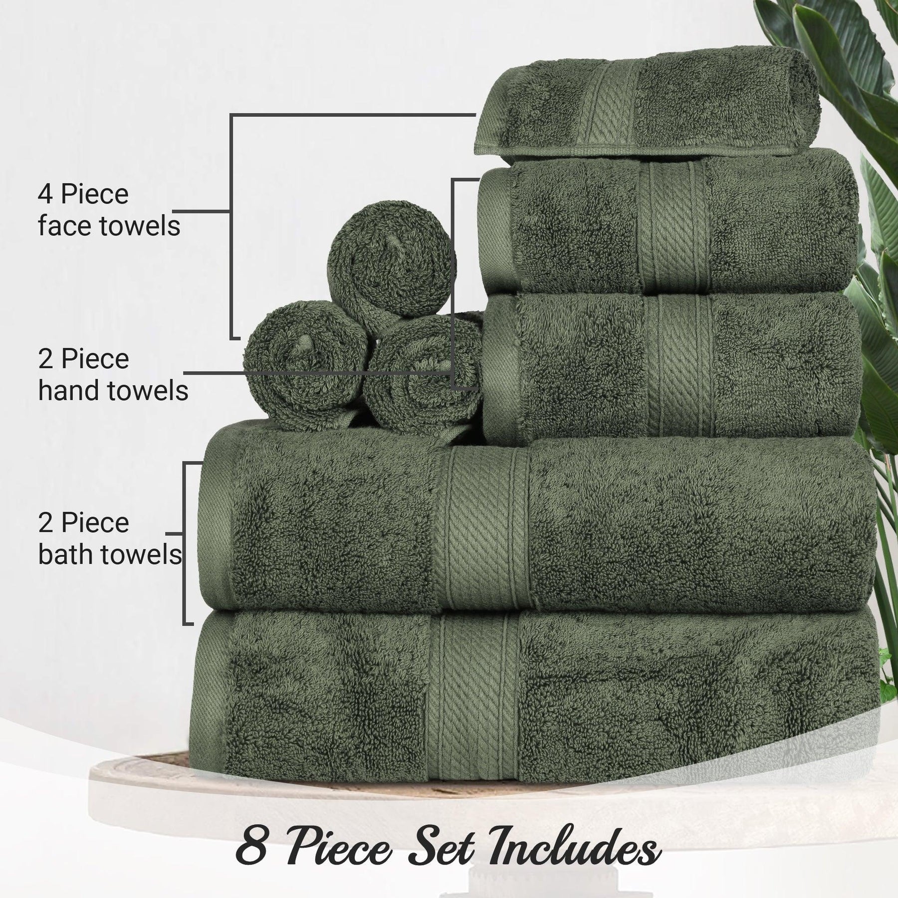 Egyptian Cotton Heavyweight 8 Piece Towel Set