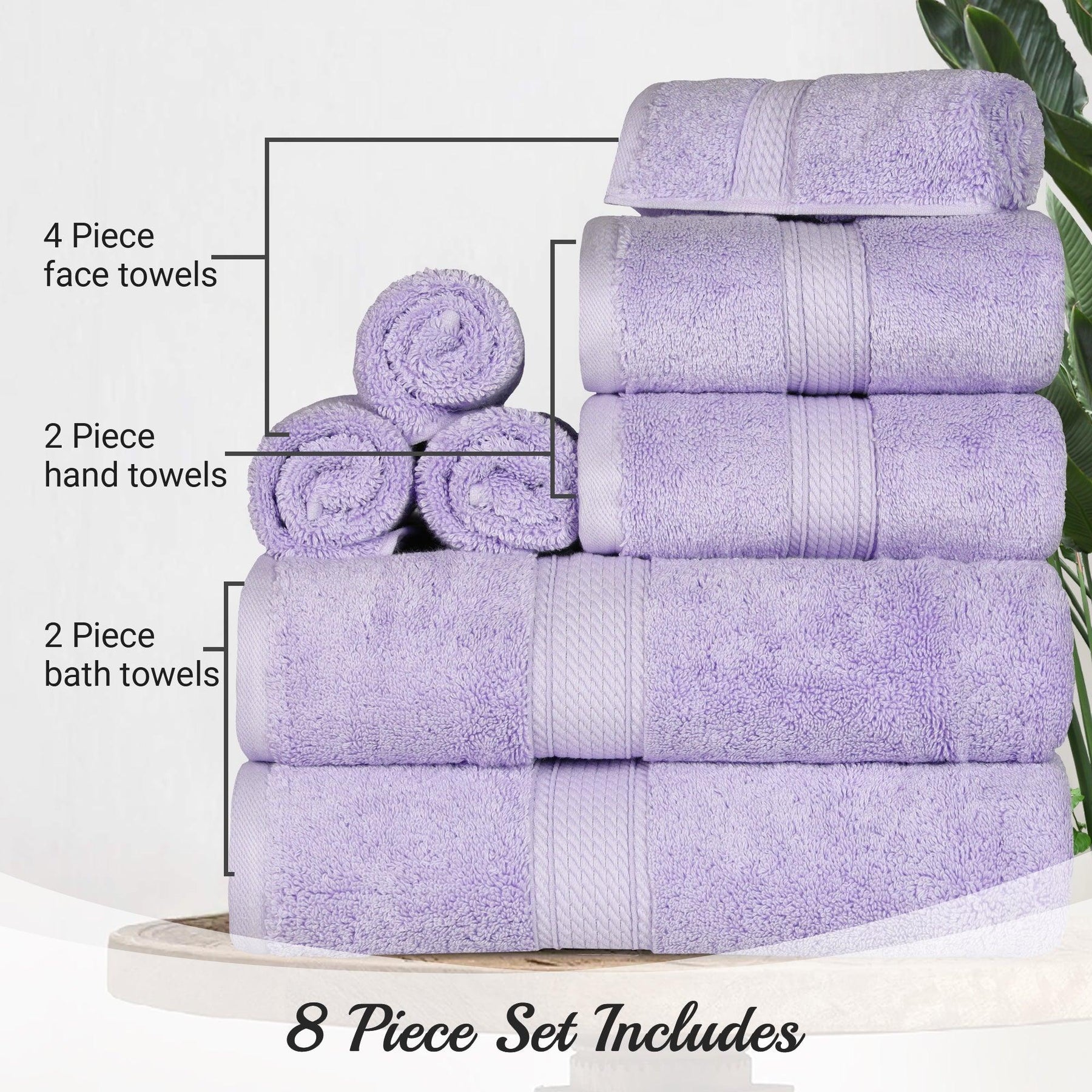 Egyptian Cotton Heavyweight 8 Piece Towel Set