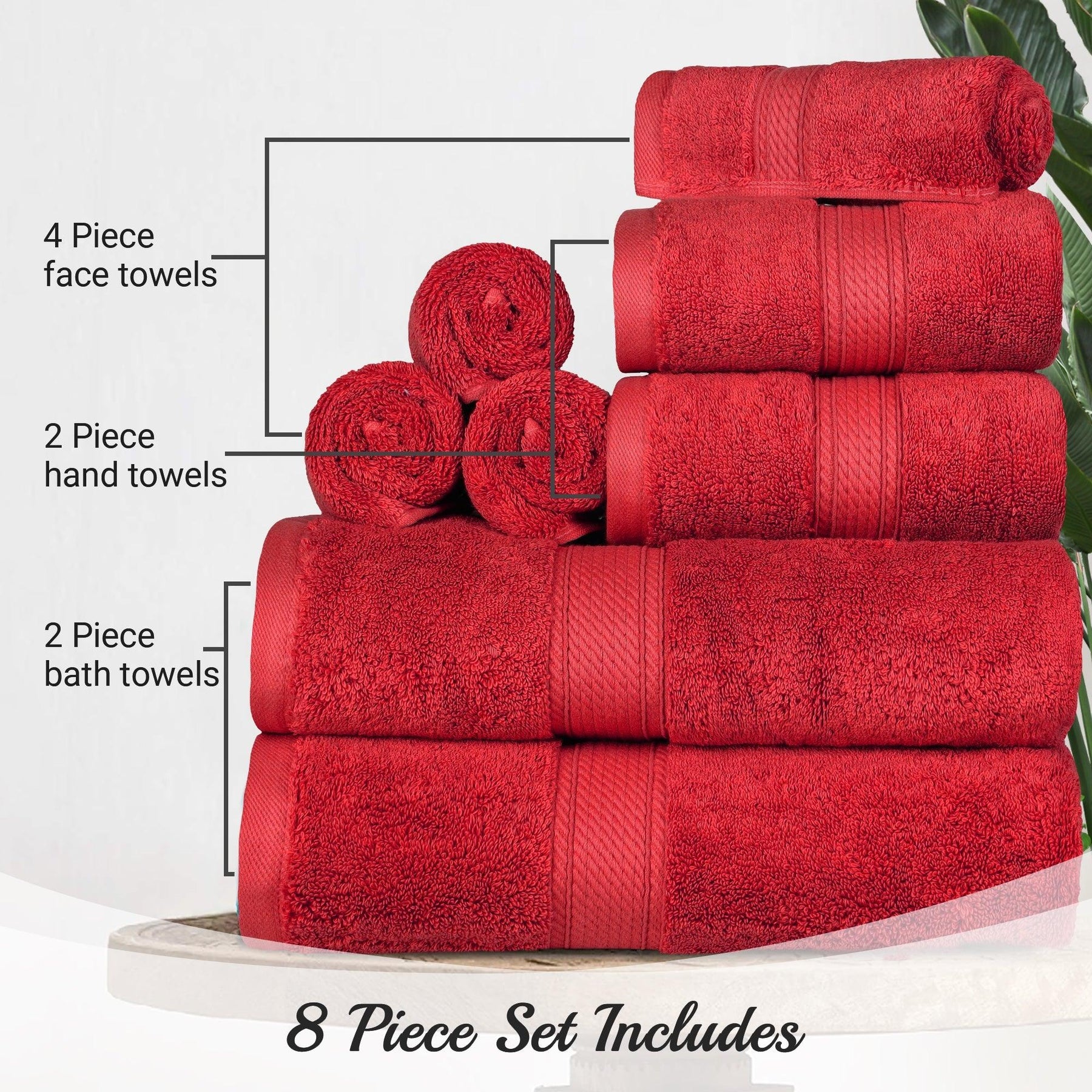 Egyptian Cotton Heavyweight 8 Piece Towel Set