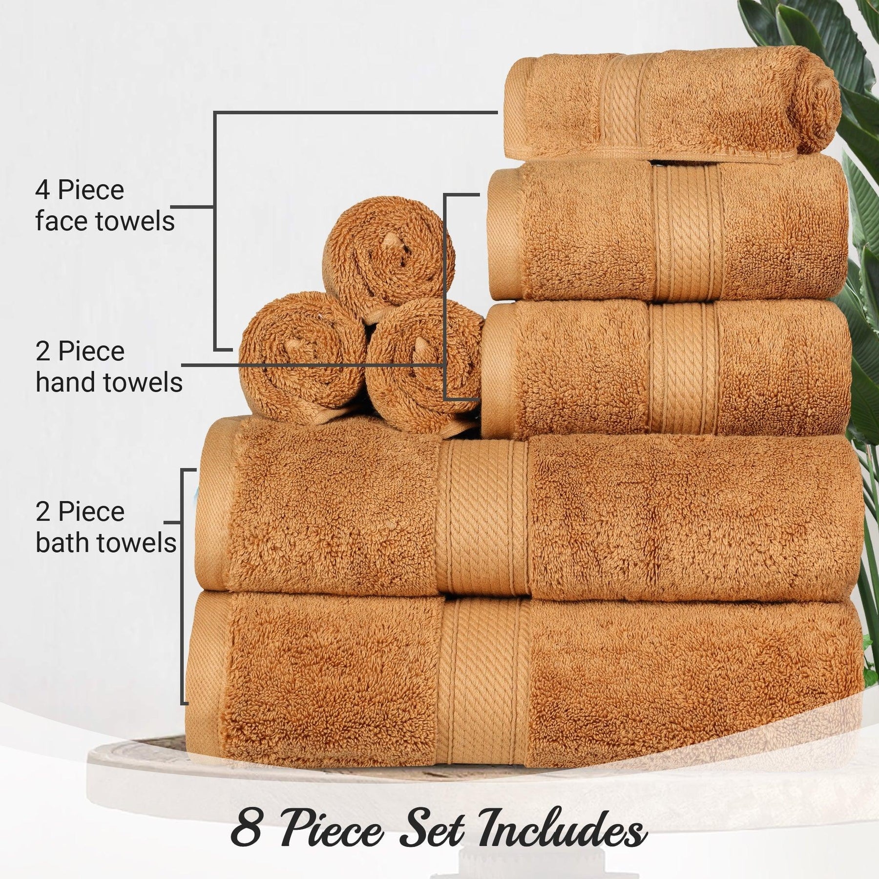 Egyptian Cotton Heavyweight 8 Piece Towel Set