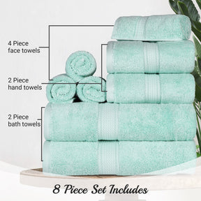 Egyptian Cotton Heavyweight 8 Piece Towel Set -Sea Foam