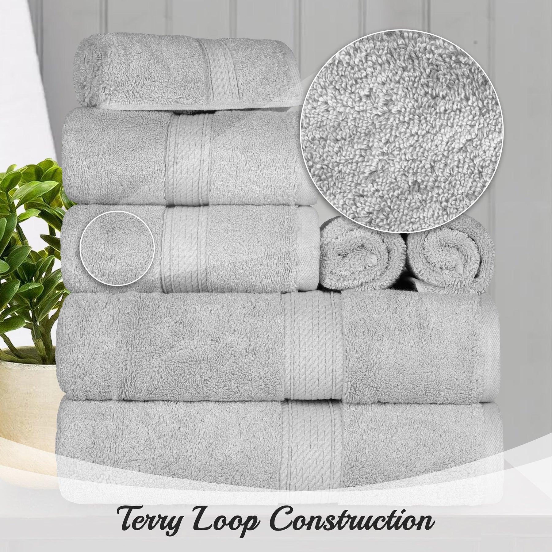 Egyptian Cotton Heavyweight 8 Piece Towel Set