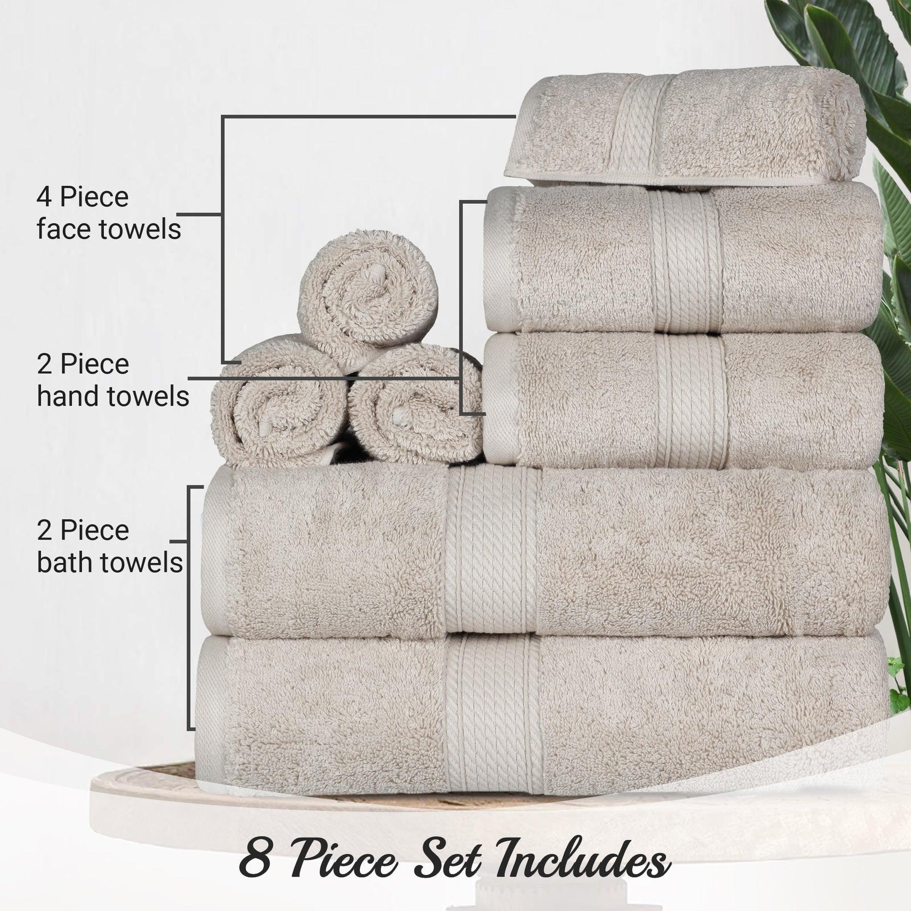 Egyptian Cotton Heavyweight 8 Piece Towel Set
