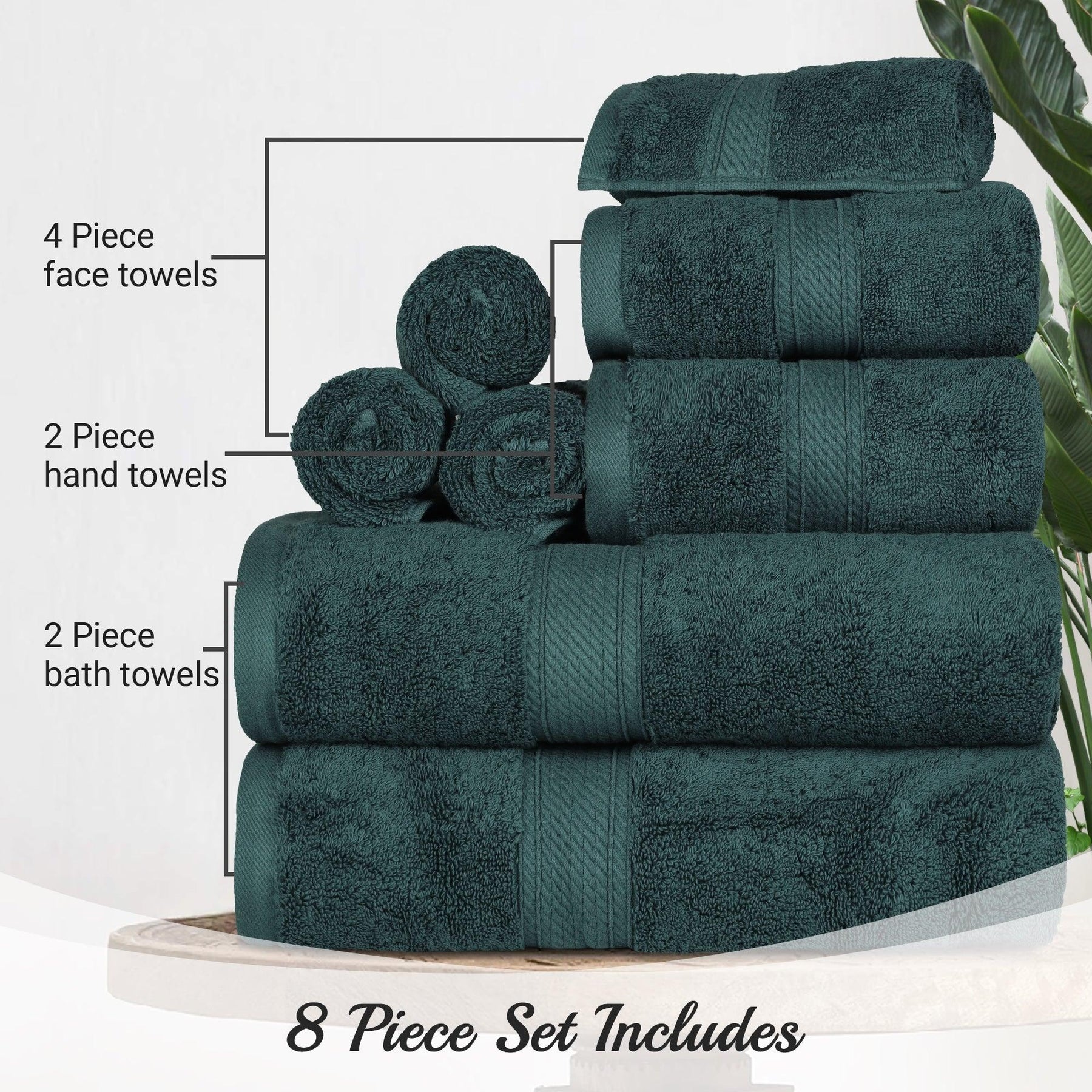 Egyptian Cotton Heavyweight 8 Piece Towel Set