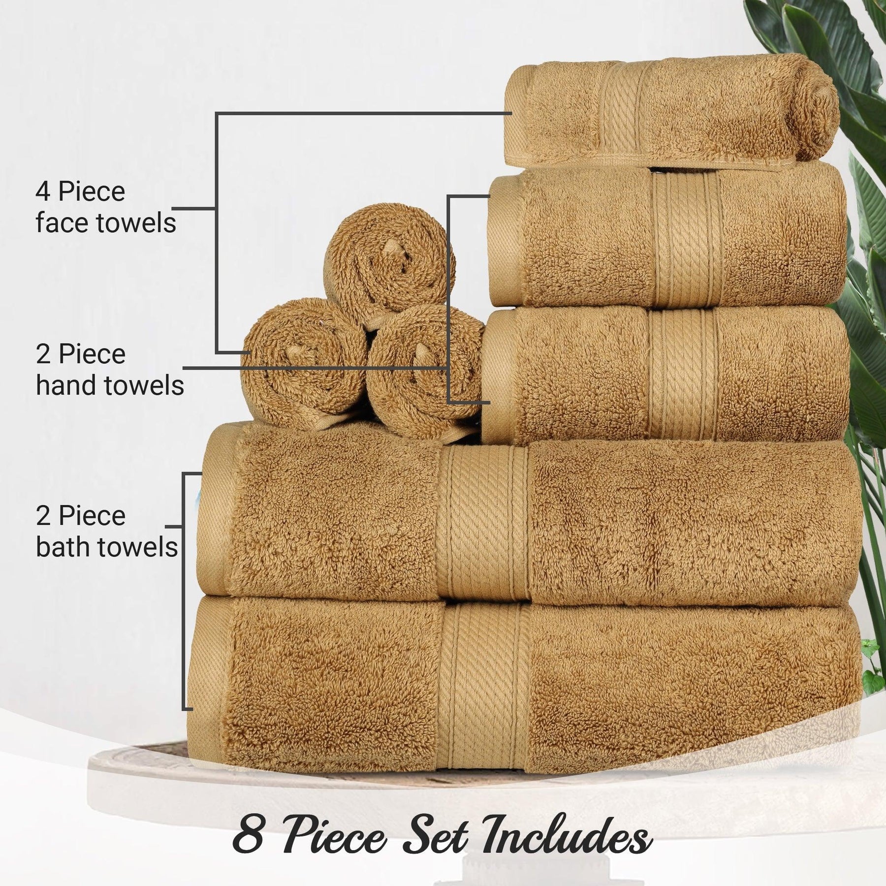 Egyptian Cotton Heavyweight 8 Piece Towel Set